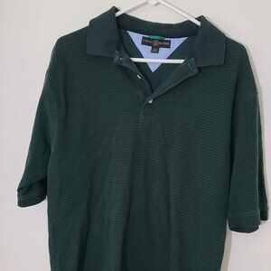 Tommy Hilfiger green striped golf polo size Large Small Hole